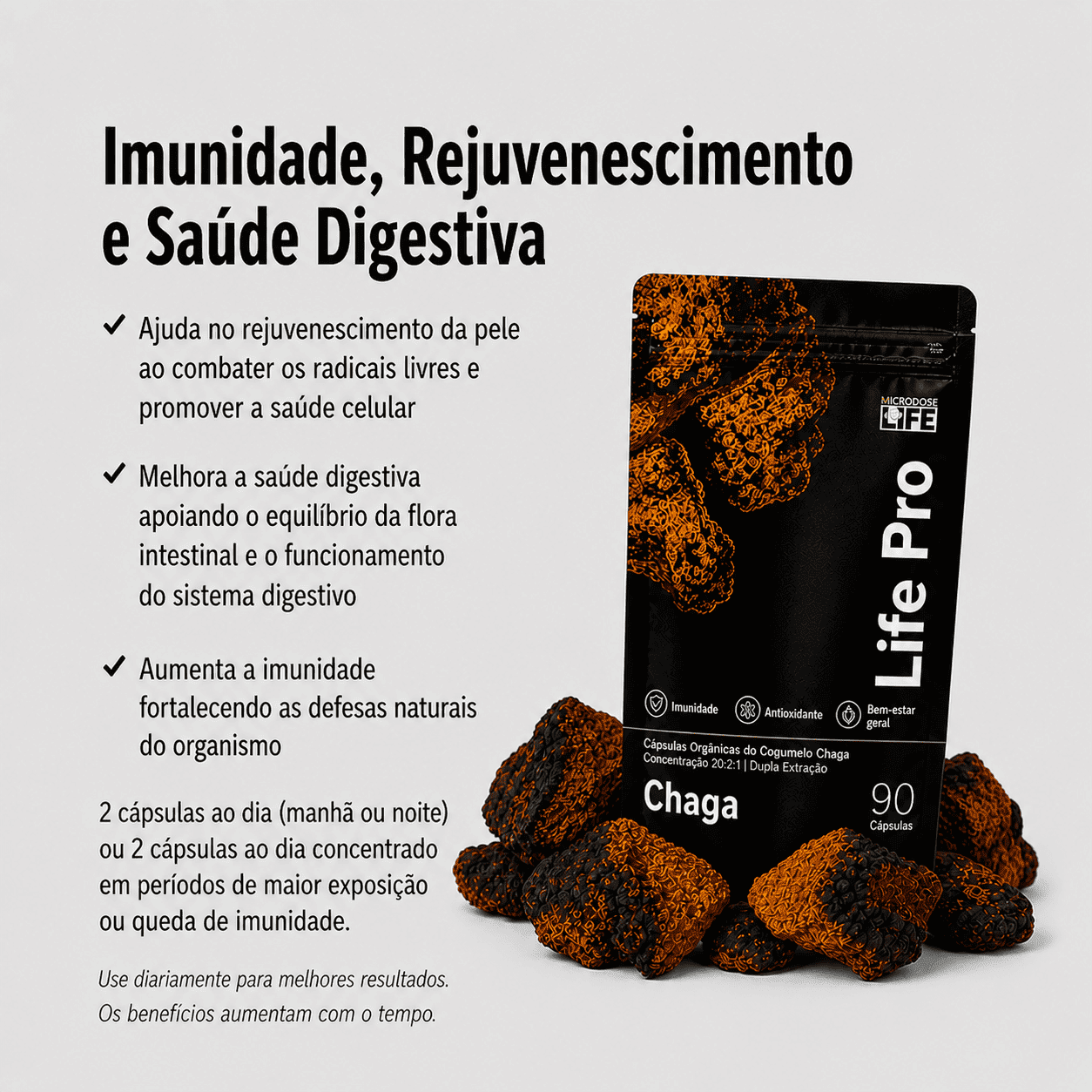 Cogumelo Chaga | Extrato Encapsulado 90 caps