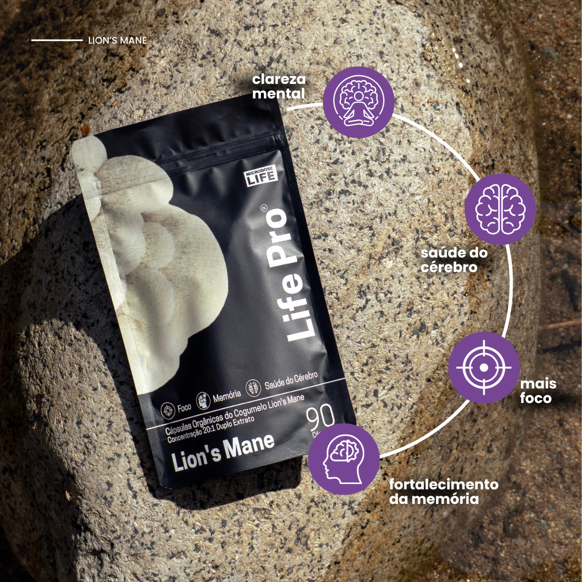 Cogumelo Lions Mane | Extrato Encapsulado 90 caps